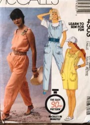 4303 McCalls Easy Sleeveless Pocket Jumpsuit 2 Lengths Pattern Sz Lg 18-20 Uncut